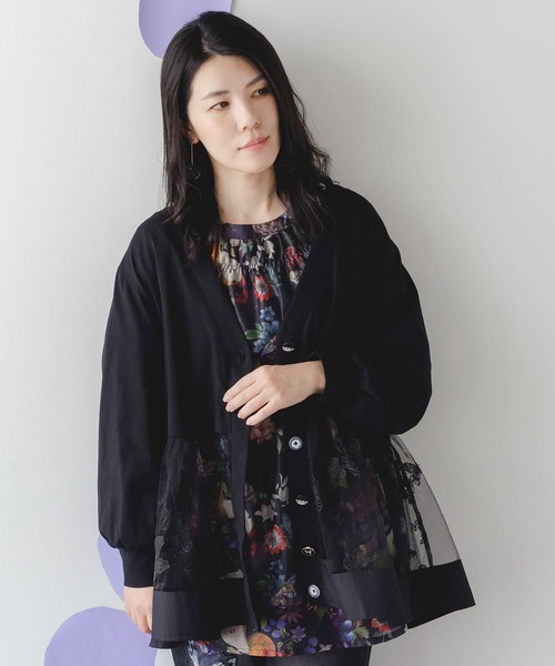 is scolar　雅結　カーディガン　コラボ　花柄　チョウチョ　幻想的　和柄 is scolar 雅結 カーディガン コラボ 花柄 チョウチョ 幻想的 和
