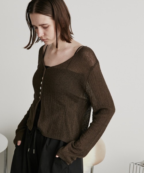 Auntie Rosa Holiday（アンティローザホリデー）の「ジャガードシアーカーディガン（カーディガン/ボレロ・レディース・ブラック/ブラウン/アイボリー・FREE）」の6枚目の写真