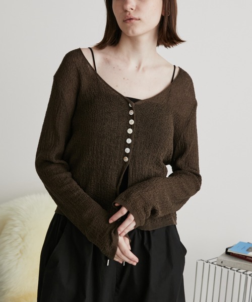 Auntie Rosa Holiday（アンティローザホリデー）の「ジャガードシアーカーディガン（カーディガン/ボレロ・レディース・ブラック/ブラウン/アイボリー・FREE）」の5枚目の写真