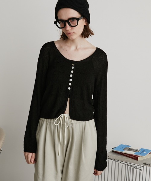 Auntie Rosa Holiday（アンティローザホリデー）の「ジャガードシアーカーディガン（カーディガン/ボレロ・レディース・ブラック/ブラウン/アイボリー・FREE）」の14枚目の写真