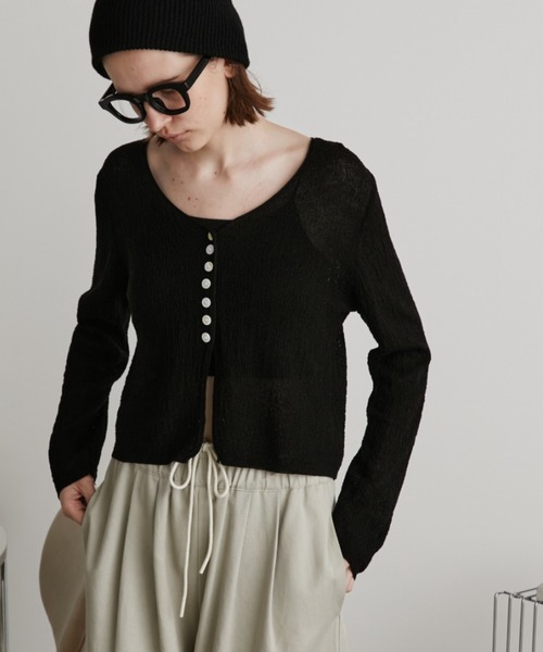 Auntie Rosa Holiday（アンティローザホリデー）の「ジャガードシアーカーディガン（カーディガン/ボレロ・レディース・ブラック/ブラウン/アイボリー・FREE）」の13枚目の写真
