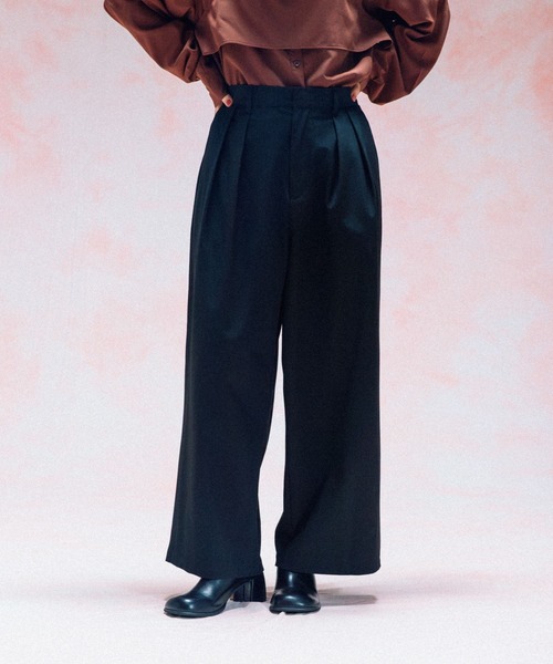 LEPSIM（レプシィム）の「スラックスパンツ　497353（スラックス・レディース・ブラック/グレイッシュベージュ/ダークブラウン・FREE）」の2枚目の写真