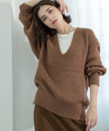 OPAQUE.CLIP（オペークドットクリップ）の「クリアシャギーVネックニット【洗える】（ニット/セーター）」