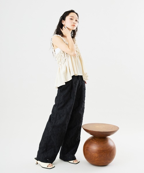 Muscat(マスカット)の「【セットアップ可】ボタニカル シアージャカードパンツ(その他パンツ・レディース・ブラック/ホワイト/ライトグレー・F)」の19枚目の写真