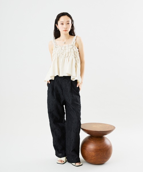 Muscat(マスカット)の「【セットアップ可】ボタニカル シアージャカードパンツ(その他パンツ・レディース・ブラック/ホワイト/ライトグレー・F)」の15枚目の写真