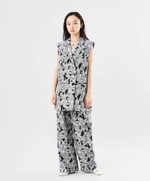 Muscat(マスカット)の「【セットアップ可】ボタニカル シアージャカードパンツ(その他パンツ・レディース・ブラック/ホワイト/ライトグレー・F)」の20枚目の写真