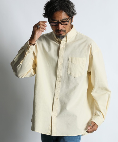 The DUFFER of ST.GEORGE(ザダファーオブセントジョージ)の「ECO FRIENDRY DYEING OVER SIZE OXFORD SHIRT:エコフレンドリーダイ オーバーサイズ オックスシャツ(シャツ/ブラウス・メンズ・ライトブルー/ライトイエロー/ホワイト・X-LARGE/LARGE/MEDIUM)」の3枚目の写真