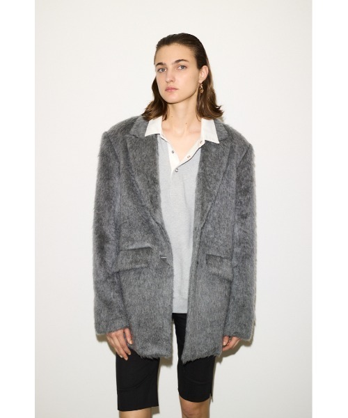 THROW by SLY(スローバイスライ)の「THROW SHAGGY TAILOR JK シャギー テーラージャケット 秋服 冬服(テーラードジャケット・レディース・マルチ/グレー・FREE)」の14枚目の写真