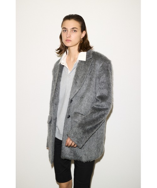 THROW by SLY(スローバイスライ)の「THROW SHAGGY TAILOR JK シャギー テーラージャケット 秋服 冬服(テーラードジャケット・レディース・マルチ/グレー・FREE)」の15枚目の写真
