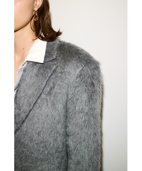 THROW by SLY(スローバイスライ)の「THROW SHAGGY TAILOR JK シャギー テーラージャケット 秋服 冬服(テーラードジャケット・レディース・マルチ/グレー・FREE)」の3枚目の写真