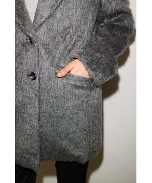 THROW by SLY(スローバイスライ)の「THROW SHAGGY TAILOR JK シャギー テーラージャケット 秋服 冬服(テーラードジャケット・レディース・マルチ/グレー・FREE)」の4枚目の写真