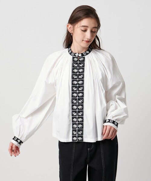 dahl’ia × 6(ROKU)GATHER BLOUSE/ブラウス新品未使用 別注】＜dahl'ia＞エンブロイダリー ボリューム ブラウス