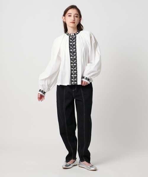 セール中【未着用】dahl'ia ダリア ユナイテッドアローズ別注 ブラウス 別注】＜dahl'ia＞エンブロイダリー ボリューム ブラウス