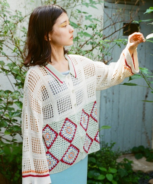 玄関マットのかぎ針編みニットシャツ（カーディガン/ボレロ）｜PAMM