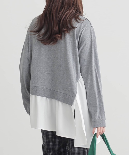 n'OrLABEL（ノアールレーベル）の「異素材アシンメトリーカットソー（Tシャツ/カットソー・レディース・杢グレー/ブルーグリーン/ブラック・1/2）」の14枚目の写真