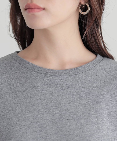 n'OrLABEL（ノアールレーベル）の「異素材アシンメトリーカットソー（Tシャツ/カットソー・レディース・杢グレー/ブルーグリーン/ブラック・1/2）」の18枚目の写真