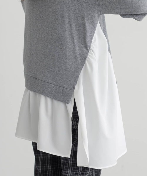 n'OrLABEL（ノアールレーベル）の「異素材アシンメトリーカットソー（Tシャツ/カットソー・レディース・杢グレー/ブルーグリーン/ブラック・1/2）」の20枚目の写真