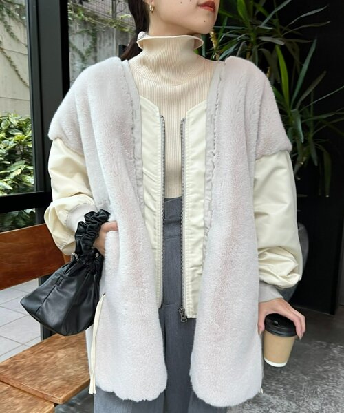 etsinta/エシンタ】ファー切替ジャケット（ブルゾン）｜etsinta