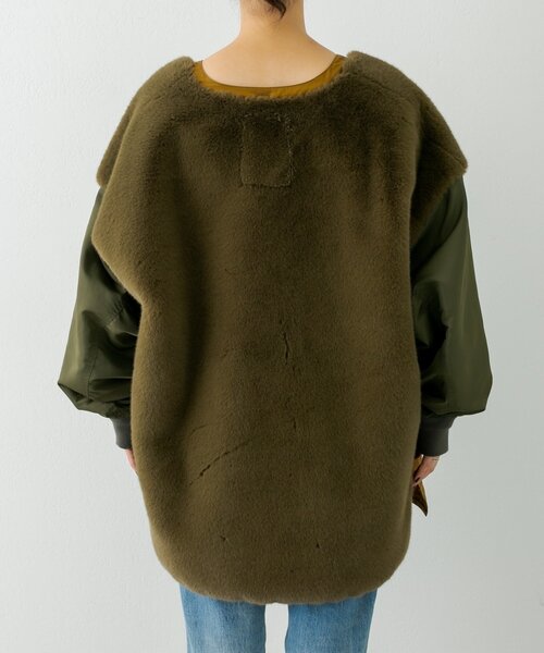 セール】【etsinta/エシンタ】ファー切替ジャケット（ブルゾン