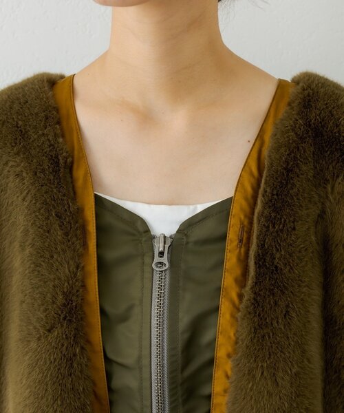 セール】【etsinta/エシンタ】ファー切替ジャケット（ブルゾン