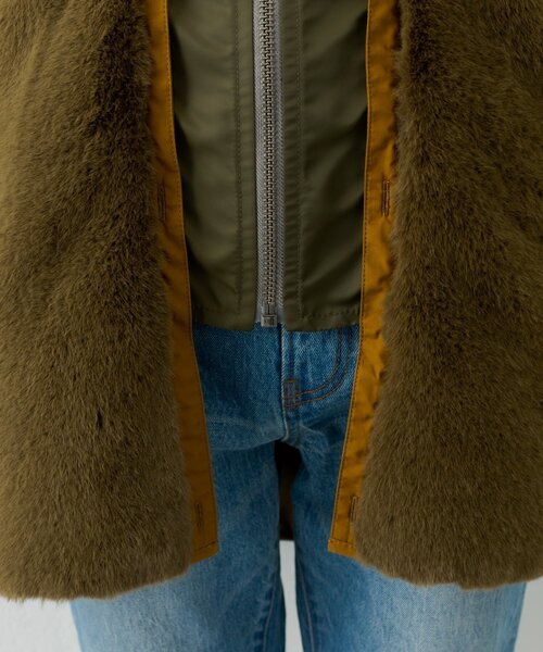 etsinta（エシンタ）の「【etsinta/エシンタ】ファー切替ジャケット（ブルゾン・レディース・カーキ/ブラック/グレー系その他/ブラウン・ONE SIZE）」の13枚目の写真