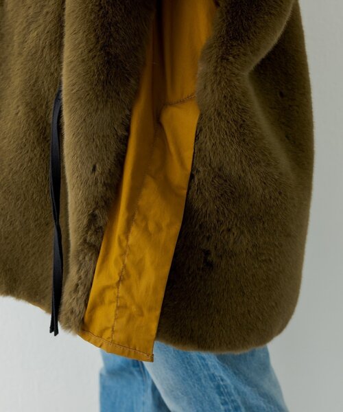 etsinta（エシンタ）の「【etsinta/エシンタ】ファー切替ジャケット（ブルゾン・レディース・カーキ/ブラック/グレー系その他/ブラウン・ONE SIZE）」の15枚目の写真