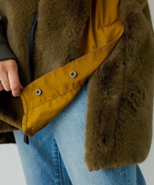 etsinta（エシンタ）の「【etsinta/エシンタ】ファー切替ジャケット（ブルゾン・レディース・カーキ/ブラック/グレー系その他/ブラウン・ONE SIZE）」の16枚目の写真