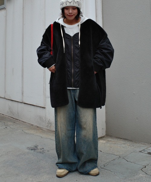 etsinta/エシンタ】ファー切替ジャケット（ブルゾン）｜etsinta