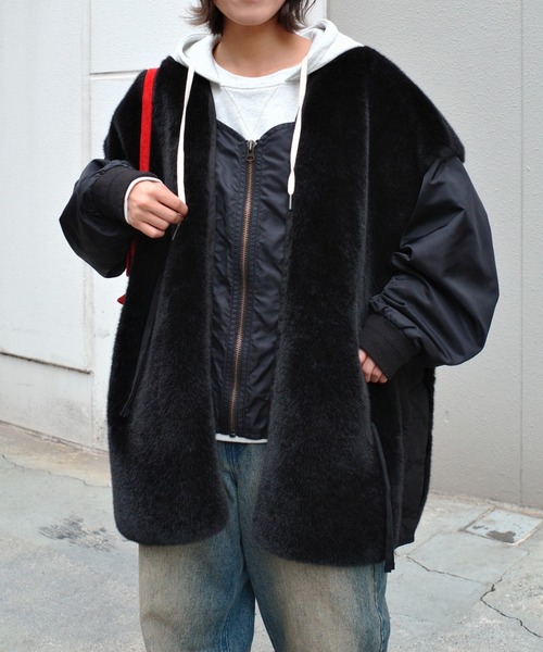 出品3/17まで！美品✾etsinta/エシンタ　ファー切替ジャケット etsinta/エシンタ】ファー切替ジャケット（ブルゾン）｜etsinta