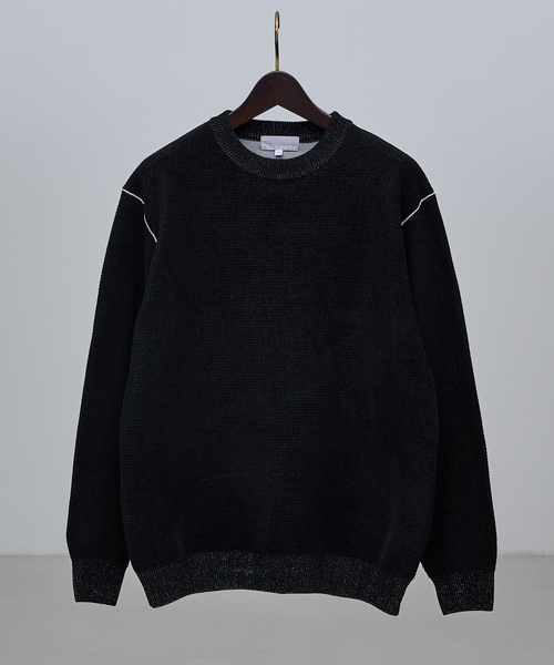 ABAHOUSE GRAY（アバハウスグレイ）の「ダブルフェイス モールカノコ プルオーバー ライン切替えニット（ニット/セーター・メンズ・ボルドー/ブラック/ライトベージュ/グレー/オフホワイト・46/48）」の2枚目の写真