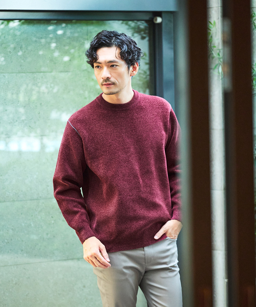 ABAHOUSE GRAY（アバハウスグレイ）の「ダブルフェイス モールカノコ プルオーバー ライン切替えニット（ニット/セーター・メンズ・ボルドー/ブラック/ライトベージュ/グレー/オフホワイト・46/48）」の22枚目の写真