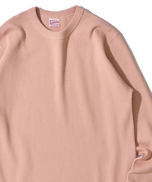 Healthknit(ヘルスニット)の「【Healthknit】Thermal King Raschel Honeycomd Crewneck L/S / ハニカム クルーネック ロングスリーブTシャツ(Tシャツ/カットソー・メンズ・チャコールグレー/ナチュラル/ピンク・MEDIUM/LARGE/X-LARGE)」の2枚目の写真