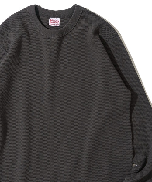 Healthknit(ヘルスニット)の「【Healthknit】Thermal King Raschel Honeycomd Crewneck L/S / ハニカム クルーネック ロングスリーブTシャツ(Tシャツ/カットソー・メンズ・チャコールグレー/ナチュラル/ピンク・MEDIUM/LARGE/X-LARGE)」の1枚目の写真