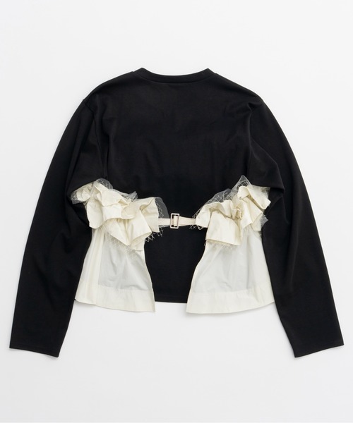 Mixed Fabric Frill Tops/異素材コンビフリルトップス（Tシャツ