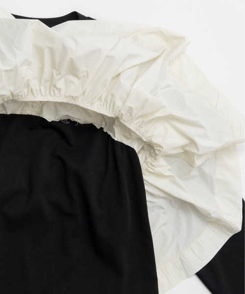 Mixed Fabric Frill Tops/異素材コンビフリルトップス（Tシャツ