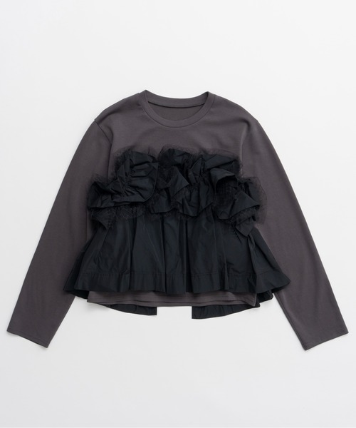 新品未使用メゾンスペシャル異素材コンビフリルトップス Mixed Fabric Frill Tops/異素材コンビフリルトップス（Tシャツ