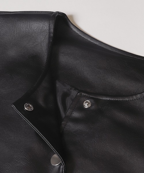 coca（coca）（コカ）の「【WEB限定セール】フェイクレザーノーカラージャケット（ノーカラージャケット・レディース・ブラック・S/L/M）」の12枚目の写真