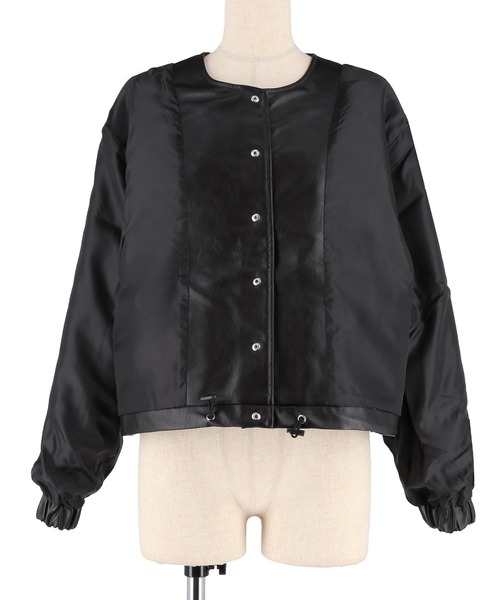 coca（coca）（コカ）の「【WEB限定セール】フェイクレザーノーカラージャケット（ノーカラージャケット・レディース・ブラック・S/L/M）」の11枚目の写真