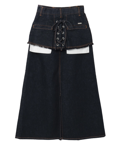 CONVERSE TOKYO(コンバーストウキョウ)の「【HL】LACE-UP DENIM SKIRT RIGID (SET-UP)(デニムスカート・レディース・ネイビー・SMALL/MEDIUM)」の1枚目の写真