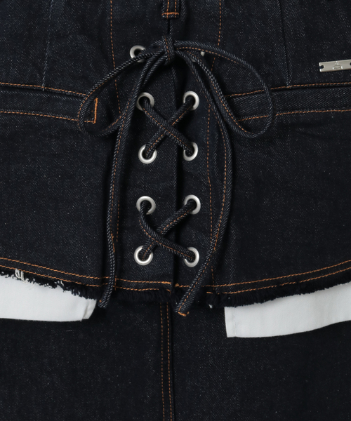 CONVERSE TOKYO(コンバーストウキョウ)の「【HL】LACE-UP DENIM SKIRT RIGID (SET-UP)(デニムスカート・レディース・ネイビー・SMALL/MEDIUM)」の11枚目の写真