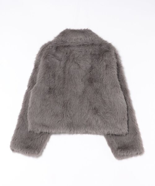 Social GIRL（ソーシャルガール）の「フロントジップ ミックスファーショートコート シャギーファーコート（その他アウター・レディース・ベージュ/グレー・M）」の4枚目の写真