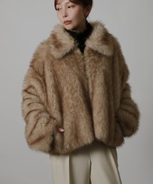 Social GIRL | フロントジップ ミックスファーショートコート シャギーファーコート(その他アウター)