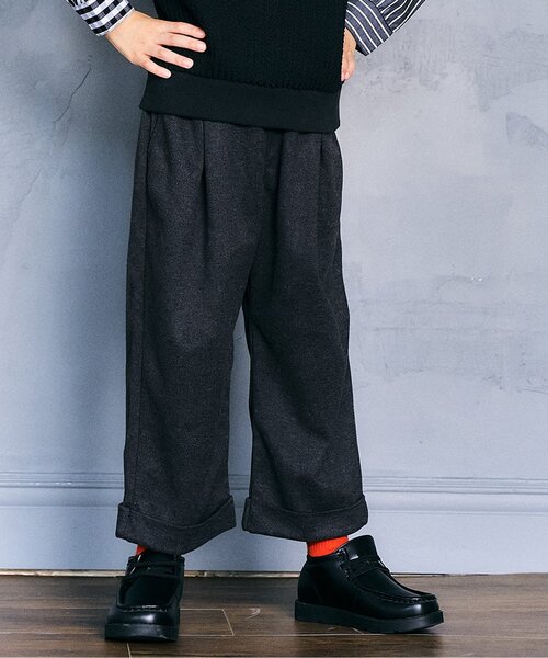 apres les cours(アプレレクール)の「ウールライクワイドタックパンツ(その他パンツ・キッズ・アイボリー/チャコール・80/90/100/110/120/130)」の1枚目の写真