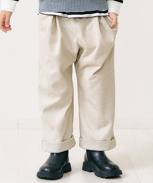 apres les cours(アプレレクール)の「ウールライクワイドタックパンツ(その他パンツ・キッズ・アイボリー/チャコール・80/90/100/110/120/130)」の2枚目の写真