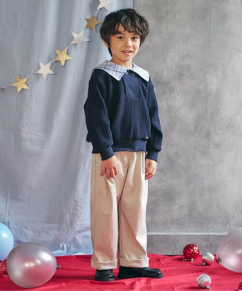 apres les cours(アプレレクール)の「ウールライクワイドタックパンツ(その他パンツ・キッズ・アイボリー/チャコール・80/90/100/110/120/130)」の8枚目の写真