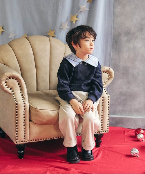 apres les cours(アプレレクール)の「ウールライクワイドタックパンツ(その他パンツ・キッズ・アイボリー/チャコール・80/90/100/110/120/130)」の9枚目の写真