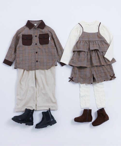 apres les cours(アプレレクール)の「ウールライクワイドタックパンツ(その他パンツ・キッズ・アイボリー/チャコール・80/90/100/110/120/130)」の10枚目の写真