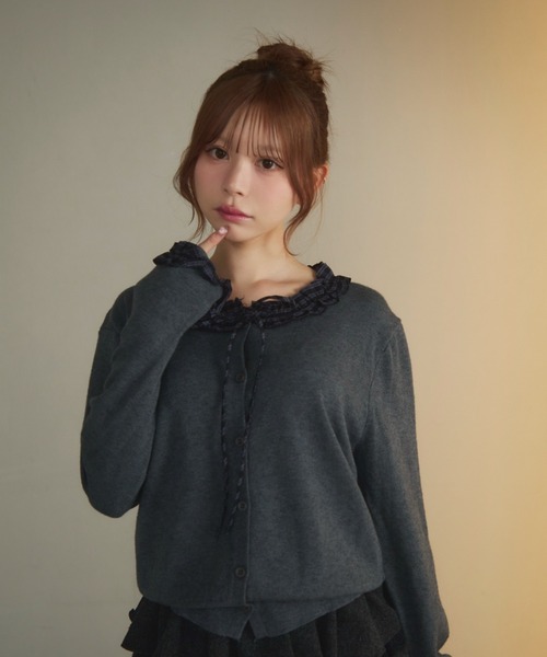 ルネ♡フリルカーディガン TITTY&CO.（ティティーアンドコー）の「チェックフリルカーディガン