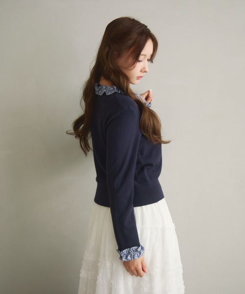 TITTY&CO.（ティティーアンドコー）の「チェックフリルカーディガン