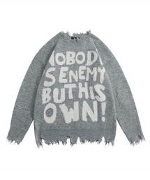 Ressaca | オーバーサイズダメージ加工ロゴニット(ニット/セーター)